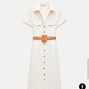 Zara brand new with tags white belted shirt dress